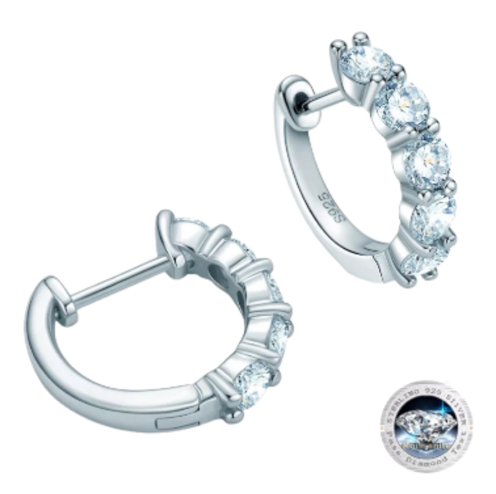 1ct. t.w. Moissanite Diamond 3mm Hoop Earrings NEW - Picture 1 of 10